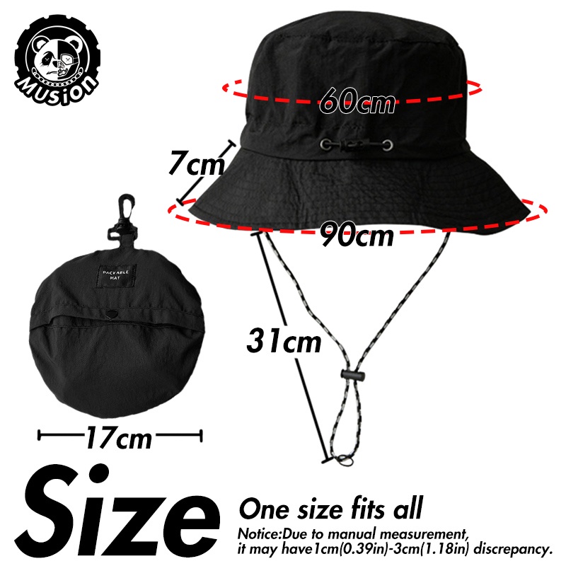 Mũ tai bèo cotton Musion UPF50+ chống nắng chống nước có thể gấp gọn