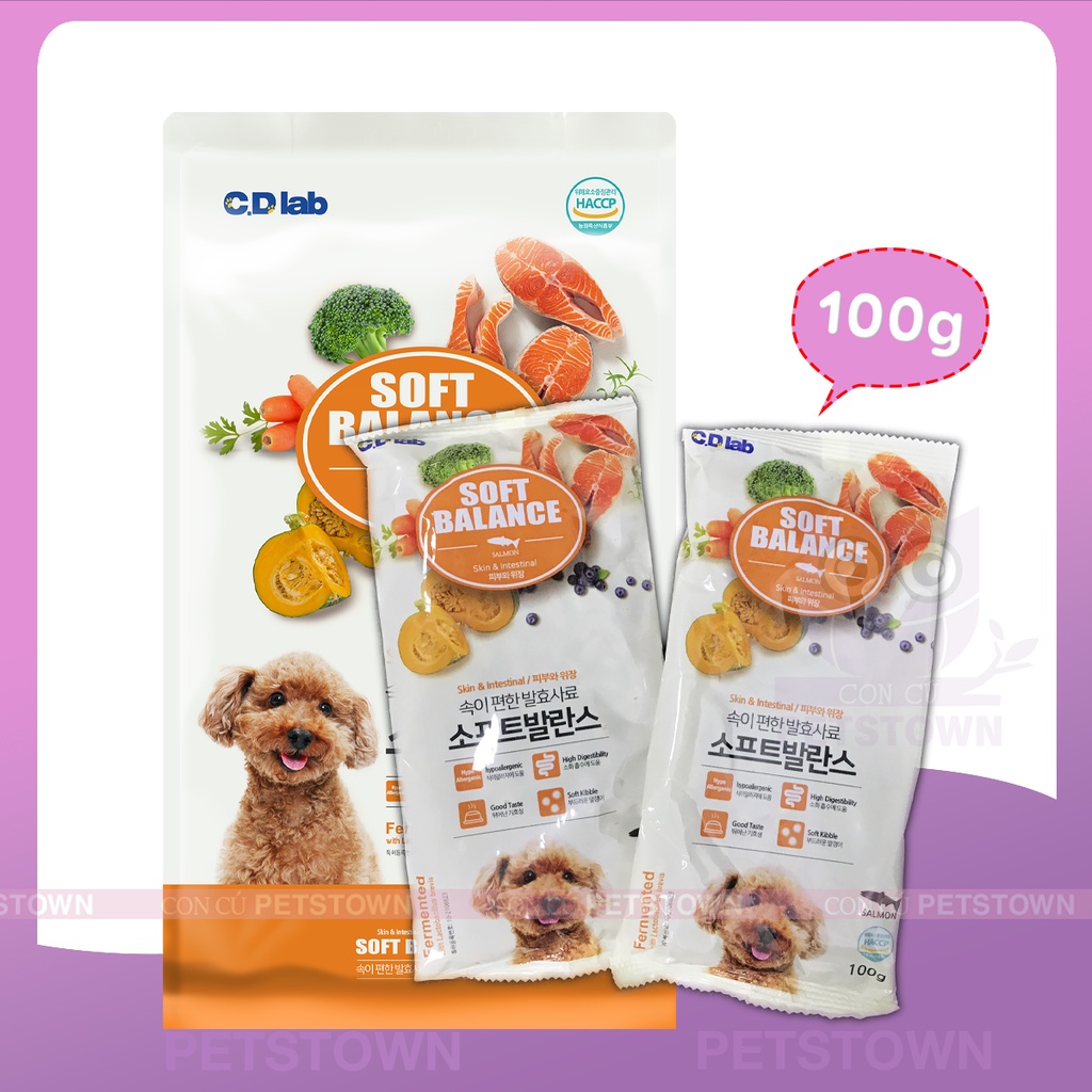 [100GRAM] Soft Balance- Thức ăn hạt mềm cho chó mọi lứa tuổi vị cá hồi, vịt 100gr nhập khẩu Hàn Quốc