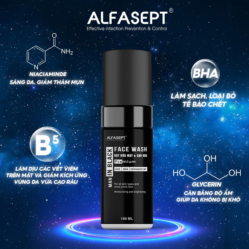 Mô tả Sữa Rửa Mặt Nam Và Bọt Cạo Râu 2N1 ALFASEPT FACE WASH MAN IN BLACK - 4