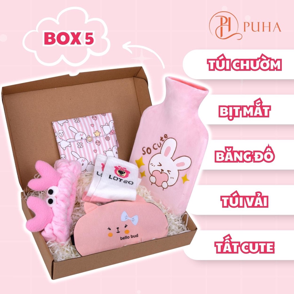 Ảnh Combo túi chườm bụng kinh PUHA 1000ml sưởi ấm giữ nhiệt, trườm nóng hỗ trợ giảm đau cho bạn nữ, món quà tặng người yêu 2