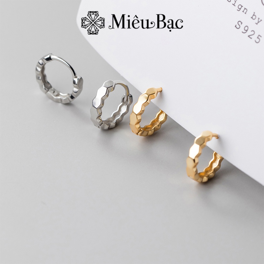 Bông tai bạc nữ Miêu Bạc khuyên tròn đa giác chất liệu bạc s925 phụ kiện thời trang trang sức nữ xinh MB25