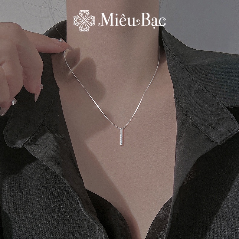 Ảnh Dây chuyền bạc nữ Miêu Bạc Classic đính đá trắng chất liệu bạc 925 thời trang phụ kiện trang sức D400374x 1