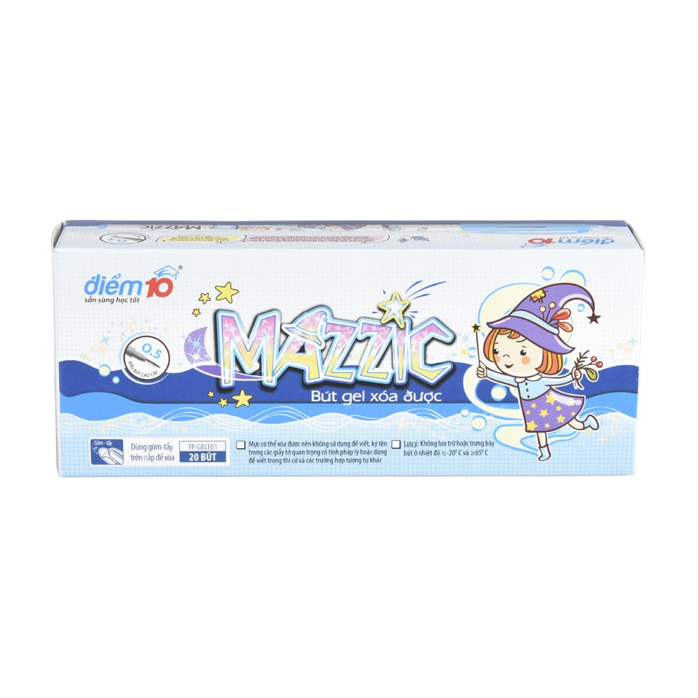 Combo 5-10-20 Bút Gel Điểm 10 xóa được TP-GELE01 Mực nước màu đậm và tươi sáng, viết êm trơn, ra đều và liên tục.