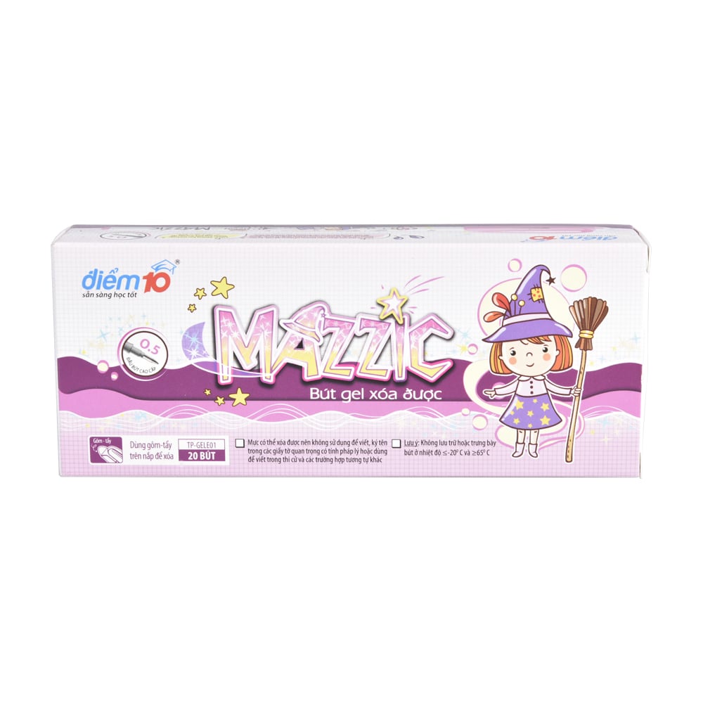 Combo 5-10-20 Bút Gel Điểm 10 xóa được TP-GELE01 Mực nước màu đậm và tươi sáng, viết êm trơn, ra đều và liên tục.