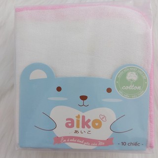 Combo 10 khăn sữa Nhật  Aiko 3 lớp, 4 lớp 100% sợi Cotton cao cấp