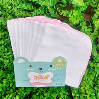 Combo 10 khăn sữa Nhật  Aiko 3 lớp, 4 lớp 100% sợi Cotton cao cấp