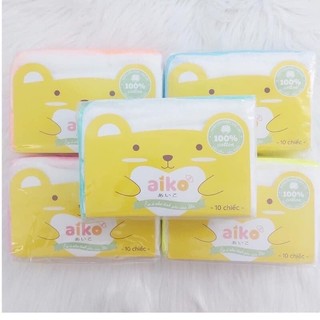 Combo 10 khăn sữa Nhật  Aiko 3 lớp, 4 lớp 100% sợi Cotton cao cấp