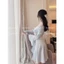HT246 Áo choàng ngủ lụa sexy tay loe cổ xẻ, áo choàng phối ren quyến rũ HT246