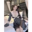 HT246 Áo choàng ngủ lụa sexy tay loe cổ xẻ, áo choàng phối ren quyến rũ HT246