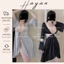 HT246 Áo choàng ngủ lụa sexy tay loe cổ xẻ, áo choàng phối ren quyến rũ HT246