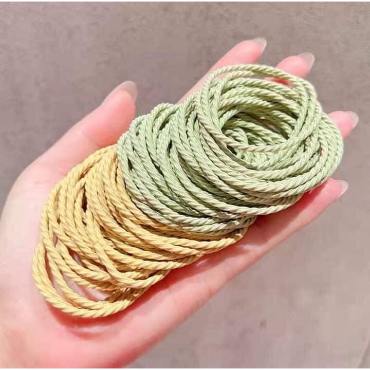 Hộp Ống 100 dây buộc tóc chống đau tóc cao su co giãn Thời Trang Hàn Quốc