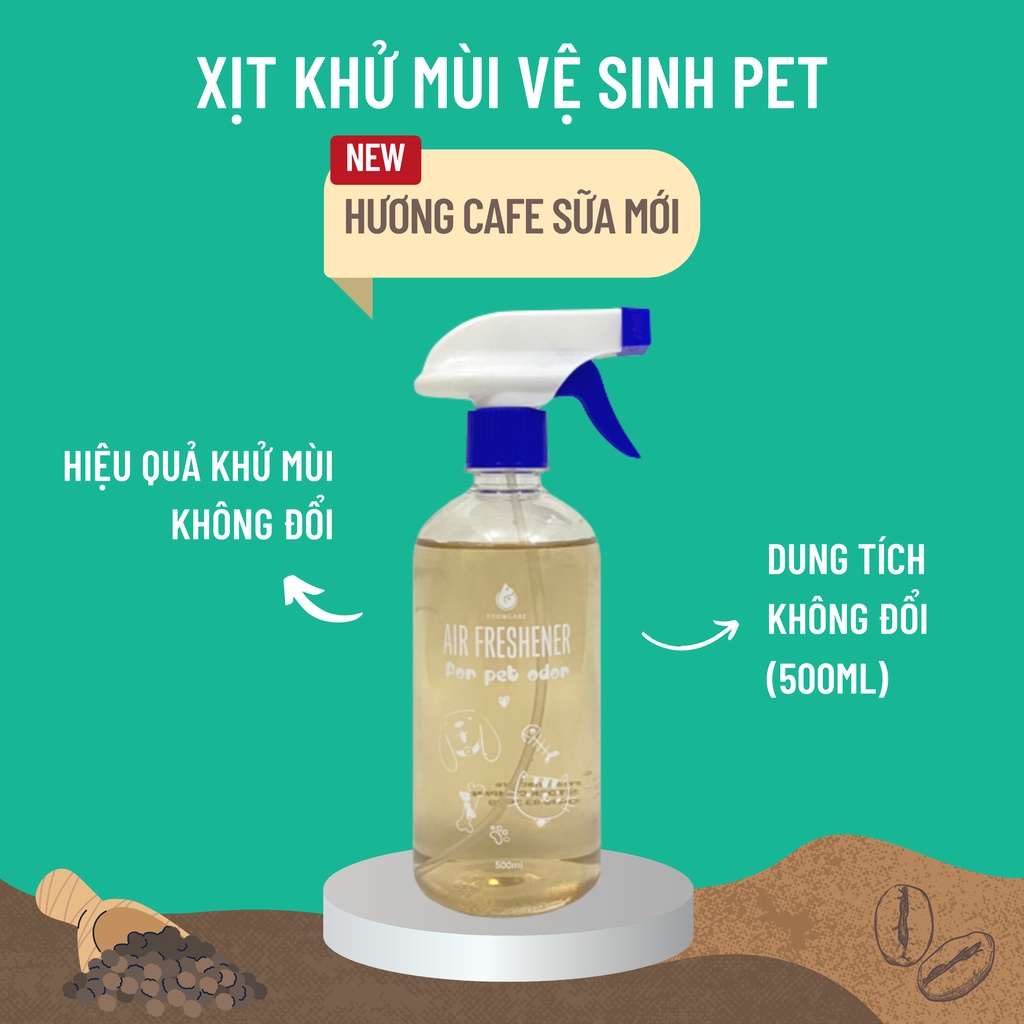 Xịt khử mùi nước tiểu chó mèo Beoncare Hương Cafe mới,  khử mùi chậu cát, hỗ trợ pet đi vệ sinh đúng chỗ