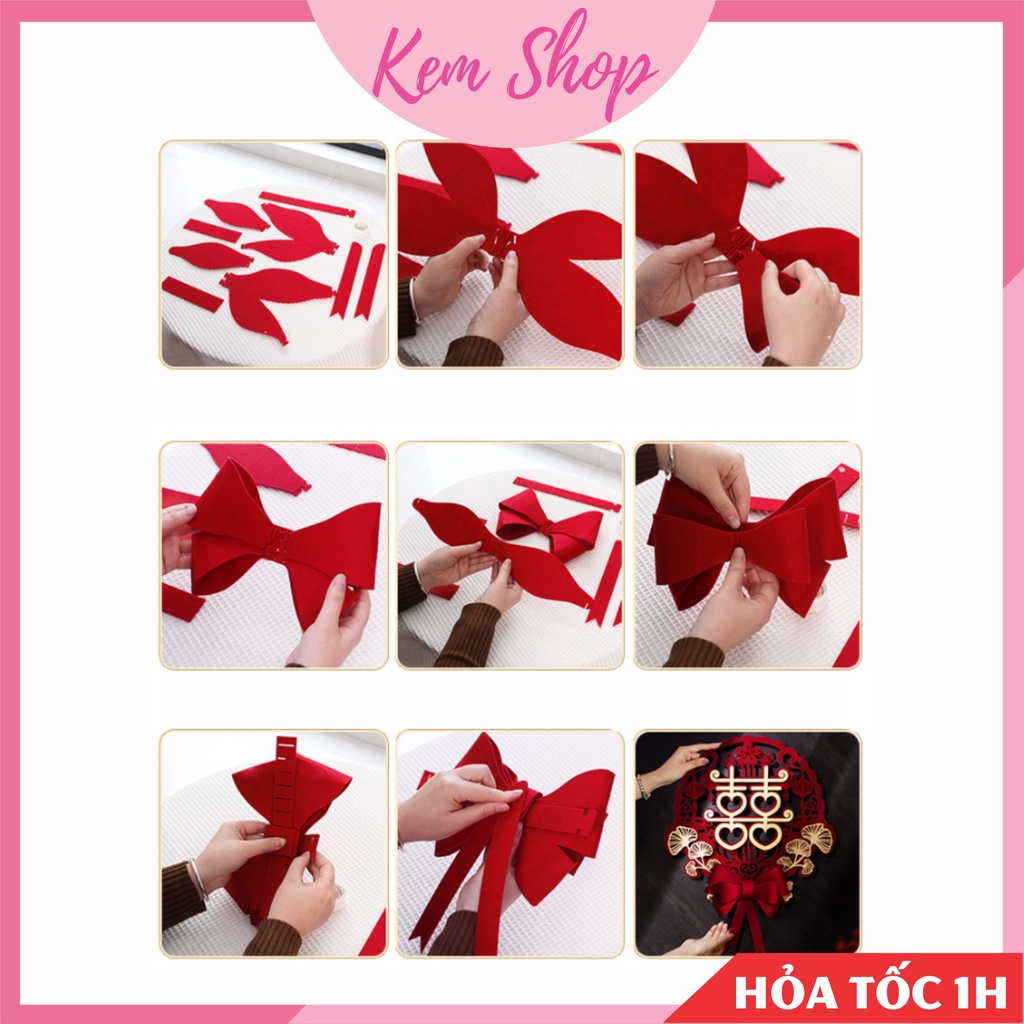 Chữ hỷ đám cưới 3D vải nỉ dùng trang trí đám cưới, phòng cưới - KEMSHOP K343
