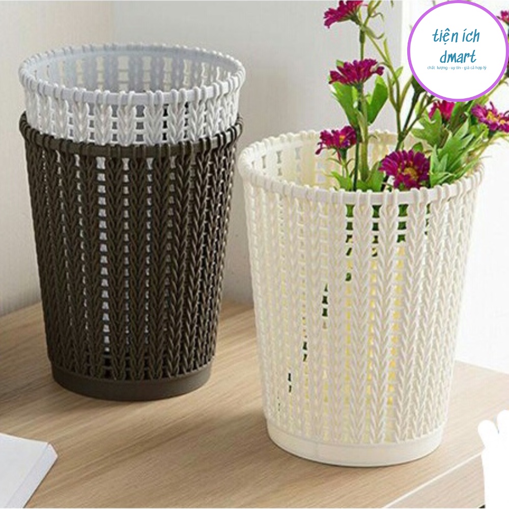 sọt rác nhựa mini giả mây giỏ đựng đồ nhựa dẻo Việt Nhật | Shopee Việt Nam