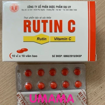Hộp 100 viên nén Rutin C bổ sung Vitamin C và rutin giúp tăng tính bền mạch máu, giảm chảy máu chân răng - UMAMA