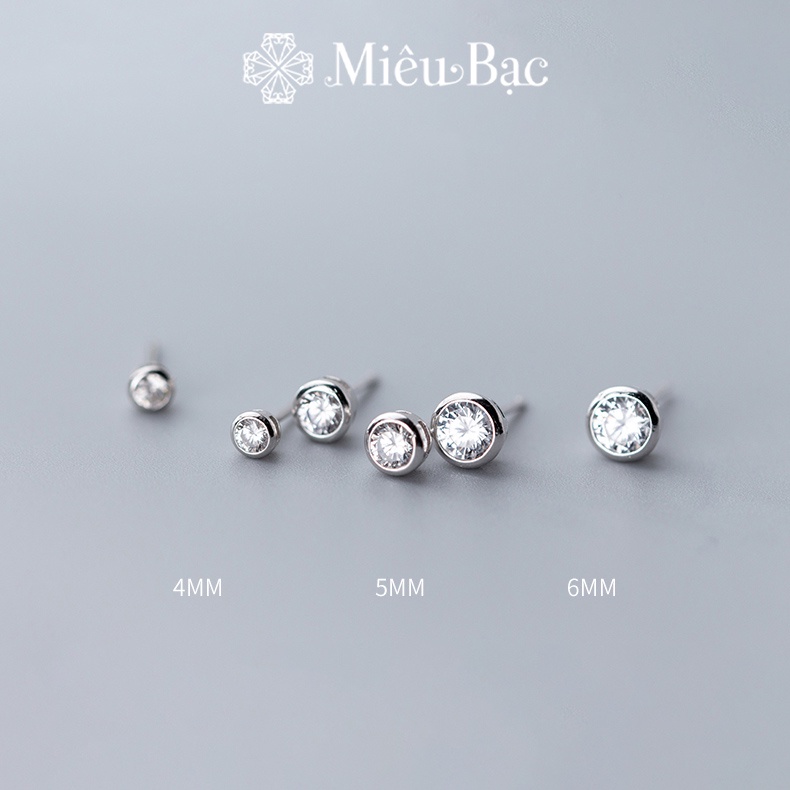 Bông tai bạc nữ Miêu Bạc nụ đá ổ tròn sang chảnh chất liệu s925 phụ kiện trang sức nữ MB16