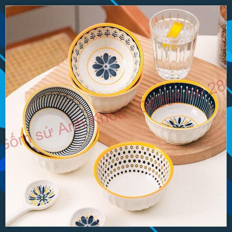 [Giá Siêu Rẻ] Chén Dĩa Sứ Bát Ăn Cơm Đĩa Sứ Decor trang trí Bát cơm họa ...