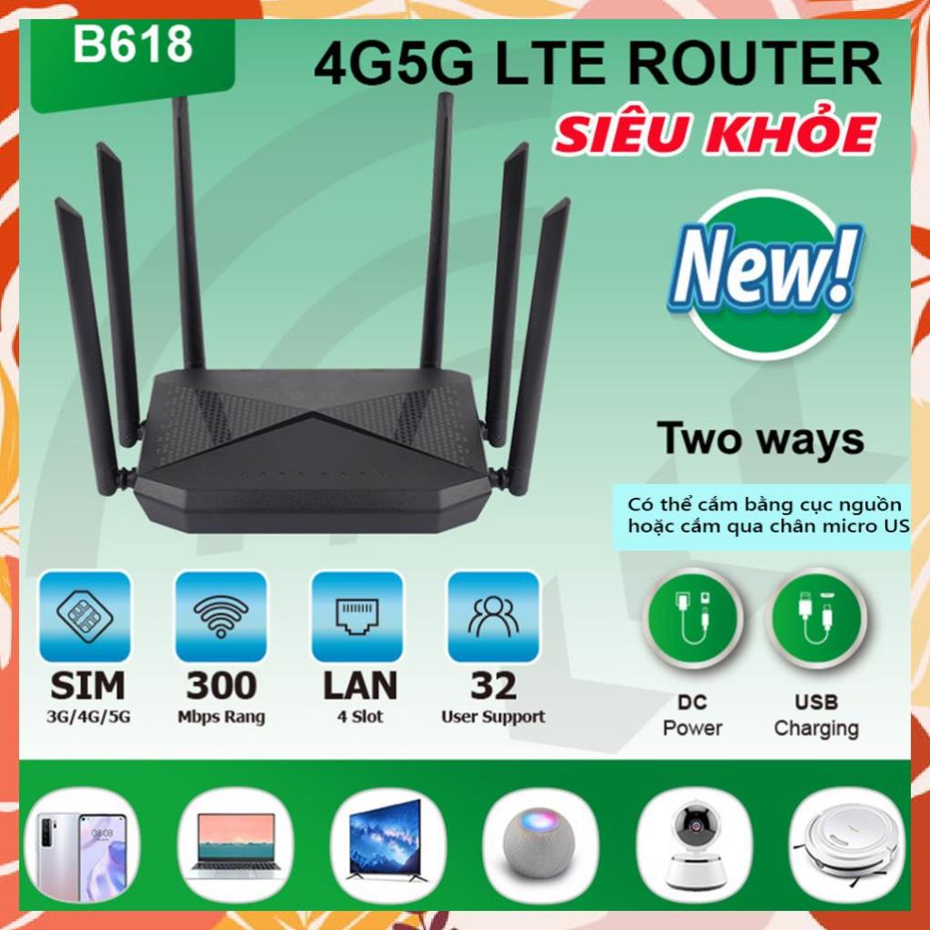 Cục phát wifi từ sim 4G, bộ phát wifi 4G LTE B618 có 4 cổng WAN/LAN, 6 ...