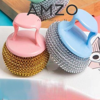 AMZO_ DỤNG CỤ CHÀ RỬA XOONG NỒI/ BÙI NHÙI CHÀ NỒI CÓ TAY CẦM KHÔNG GỈ THÁO RỜI/ CỌ XOONG NỒI BÚI SẮT SIÊU SẠCH, TIỆN