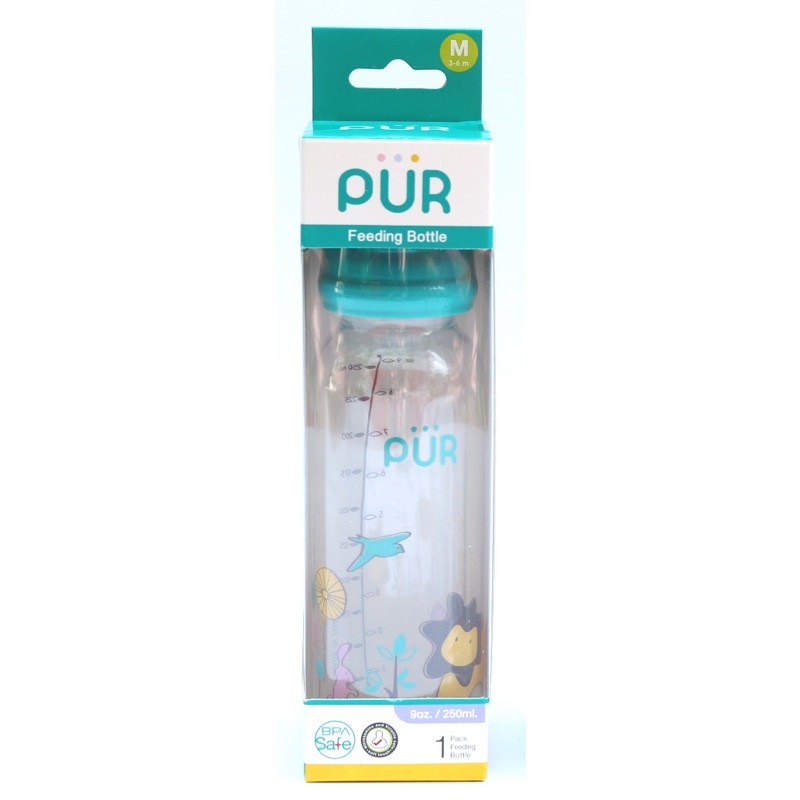 Ảnh Bình sữa cổ thường thân thon Feeding 250ml, có sẵn 1 núm size M trong bình 2