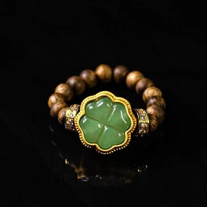 Nhẫn Trầm Hương Cỏ 4 Lá (Free size)