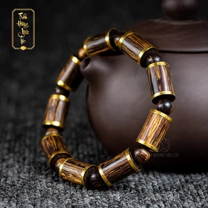 Vòng Gỗ Trầm Hương Sánh Chìm - Bọc Vàng 8K - Trầm Hương Yên Lộc