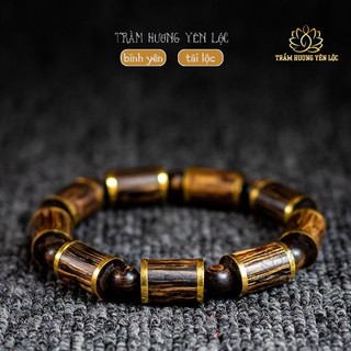 Vòng Gỗ Trầm Hương Sánh Chìm - Bọc Vàng 8K -  Trầm Hương Yên Lộc