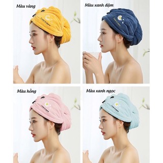 Khăn cuốn tóc gội đầu chùm khô đầu sau tắm siêu thấm nước hoa cúc