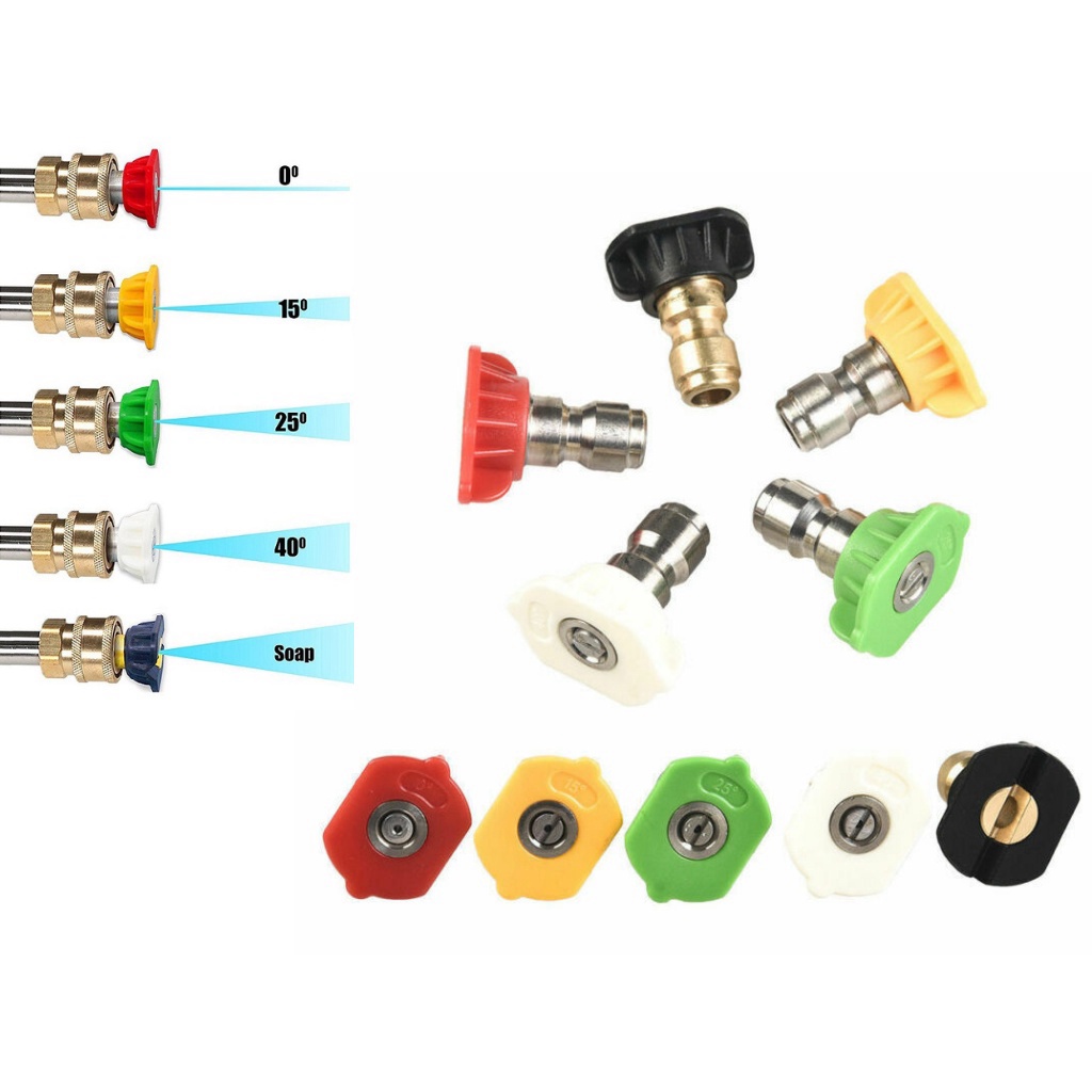 Combo Béc Xịt Rửa Xe Nhiều Góc Dùng Cho Máy Rửa Xe Ren Nối 1/4 inch |  Shopee Việt Nam