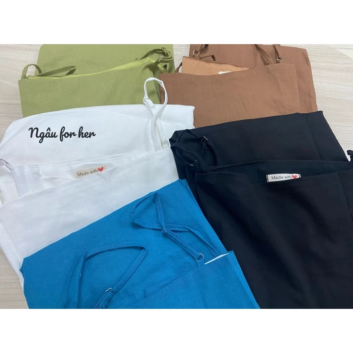 THY THY BS DRESS- Đầm Suông Hai Dây Linen Ngắn, Đầm Babydoll Hai Dây Dáng Suôngg kĩ