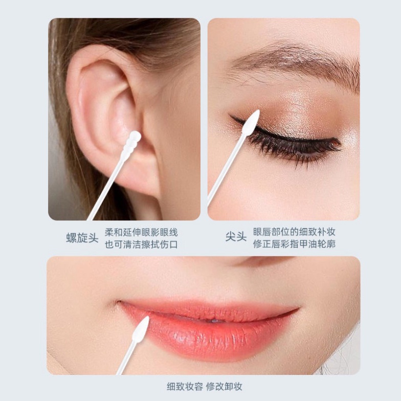 Tăm bông ngoáy tai hai đầu bông ráy tai dùng một lần thiết kế đa chức năng tiện dụng hộp 200 que