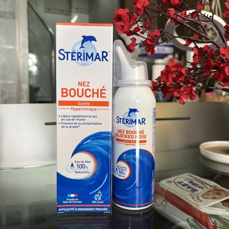 Xịt muối mũi cá heo vàng và cam Sterimar, Pháp (100ml) giúp vệ sinh và giảm vie^m mũi cho trẻ 0 - 3 tuổi