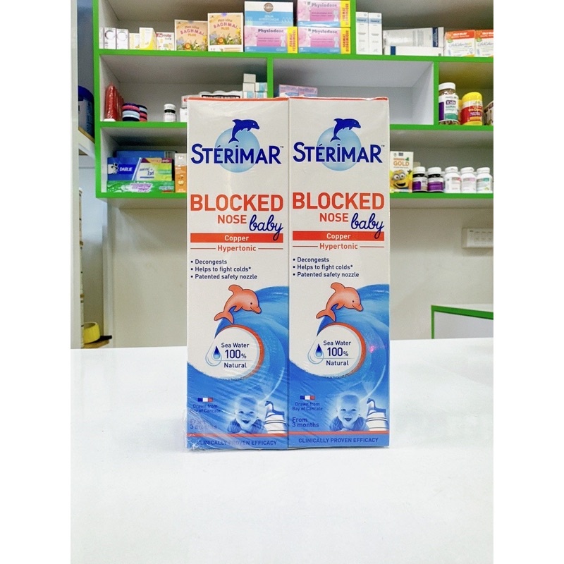 Xịt muối mũi cá heo vàng và cam Sterimar, Pháp (100ml) giúp vệ sinh và giảm vie^m mũi cho trẻ 0 - 3 tuổi