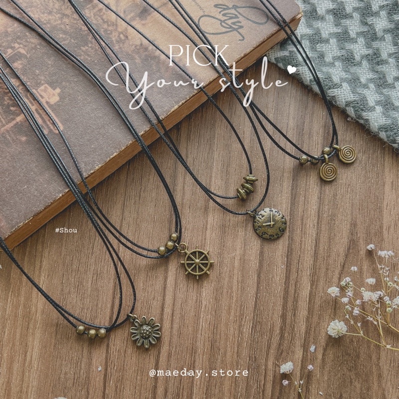 Vòng cổ Shou -  dây chuyền 2 dây mix charm vintage