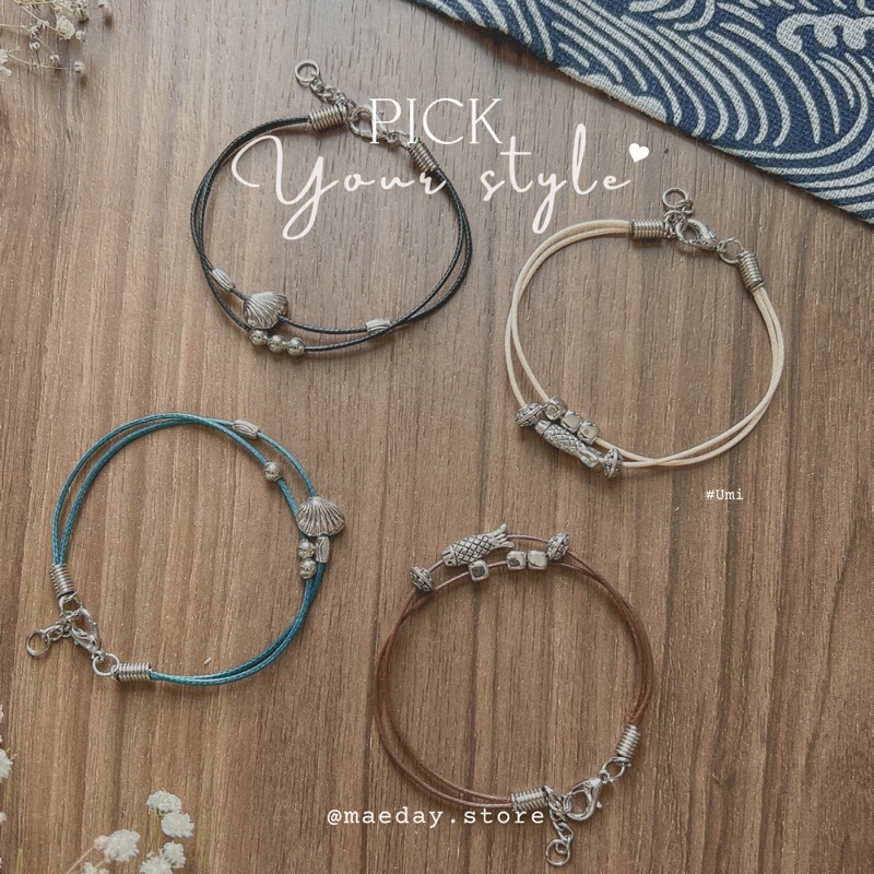 Vòng tay Umi - Vòng tay charm chú cá, vỏ sò vintage