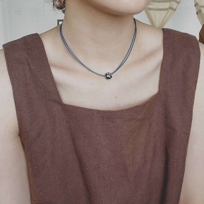 Vòng cổ Shin - dây chuyền hạt gỗ hoa vintage đeo nhiều kiểu