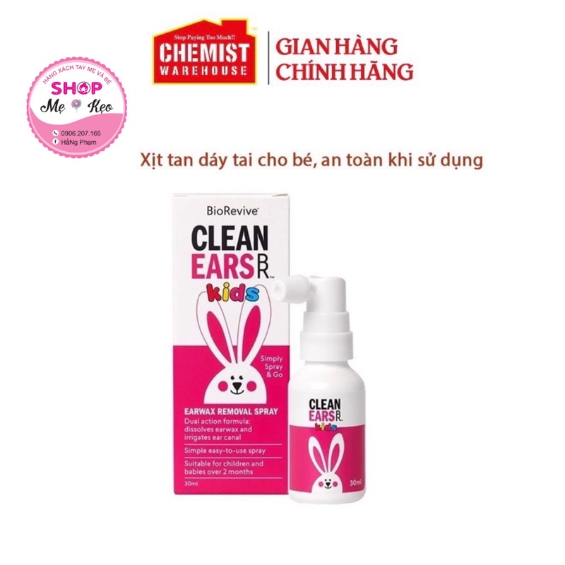 [Nhập Khẩu Tem Phụ+Date 2029] Xịt tan ráy tai cho bé Cleanears Kid 30ml của Úc an toàn hiệu quả 100%