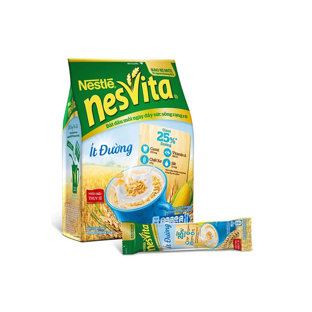 Bột ngũ cốc dinh dưỡng Nestlé Nesvita ít đường bịch