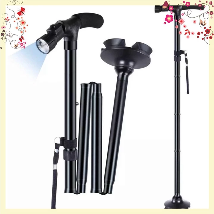 Gậy chống cho người già 2in1 gậy chống trượt, gậy batoong, kết hợp đèn pin chiếu sáng