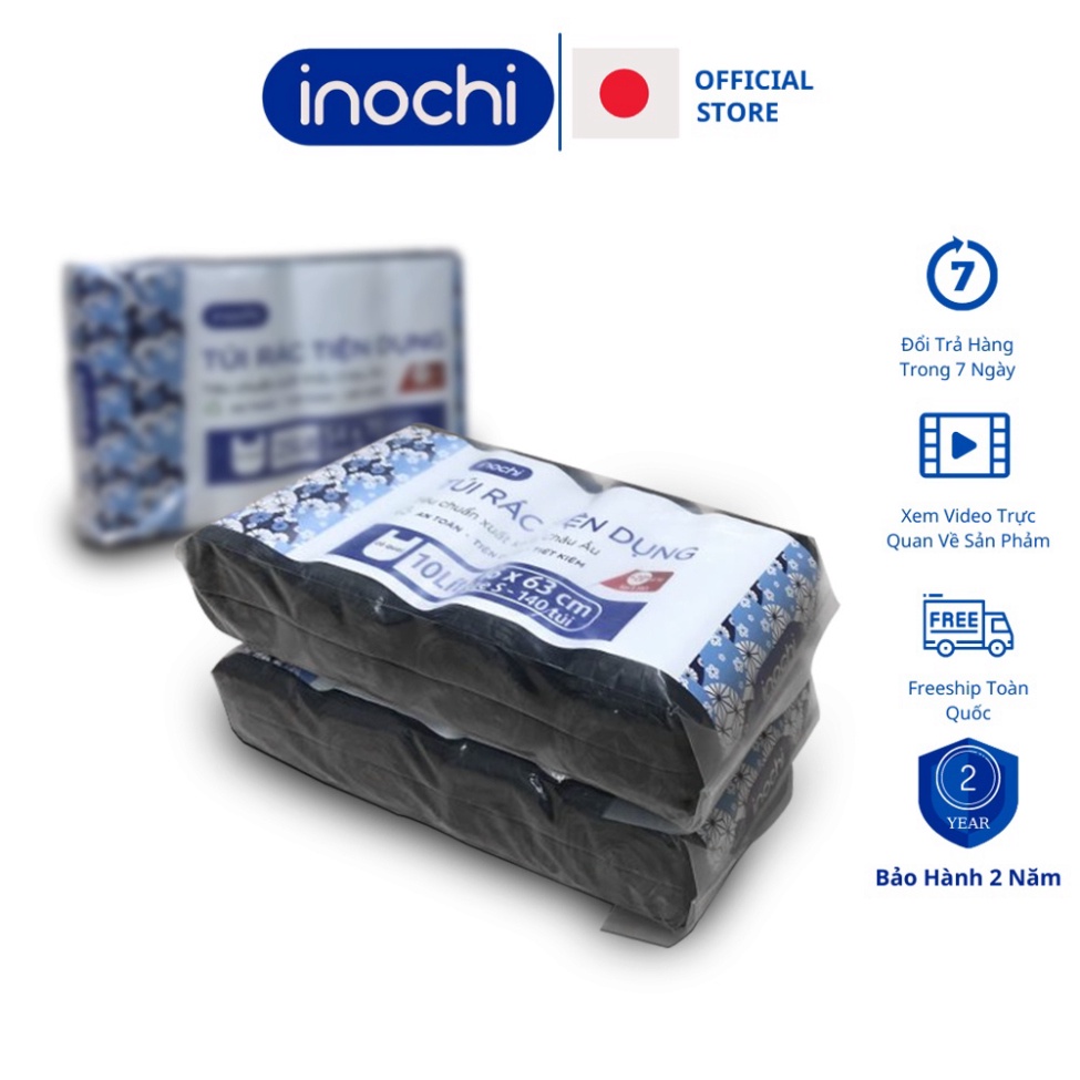 Túi đựng rác tự phân hủy 4 cuộn sinh học Inochi Có Quai Đen Dài Hơn 20% ...