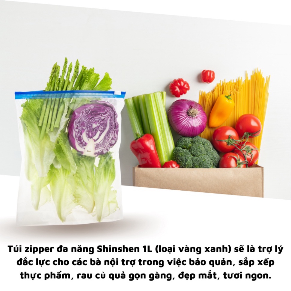 Túi zip đựng thực phẩm tái sử dụng nhật bản đa năng khóa kéo Shinshen 1L 3L zipper inochi