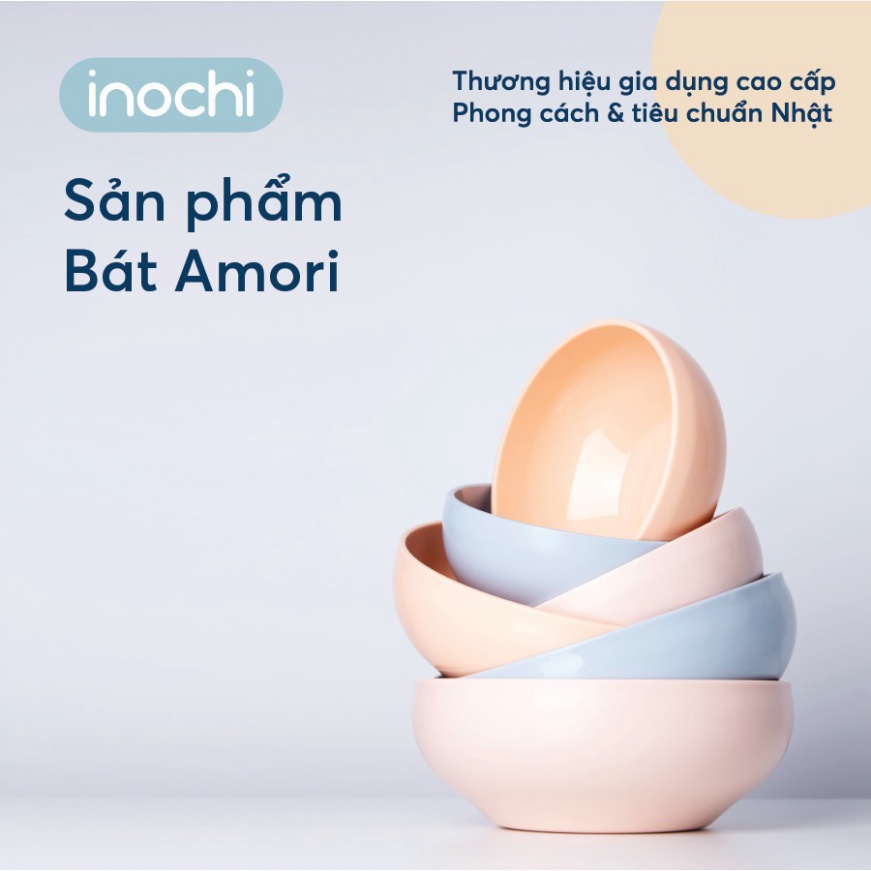 Bát nhựa ăn cơm, ăn dặm cho bé 415ml Amori Inochi, chịu nhiệt, an toàn cho bé, bền đẹp