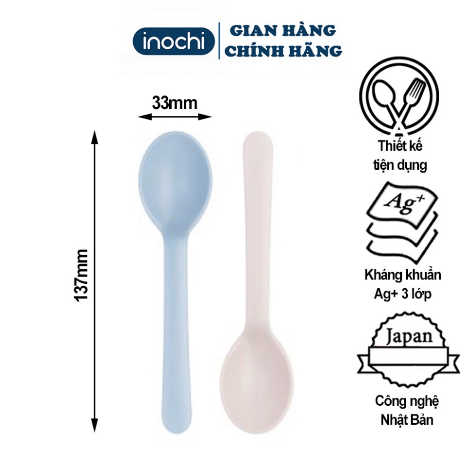 Thìa ăn dặm cho bé Amori inochi cho trẻ nhỏ tự ăn thông minh, nhựa cao cấp, an toàn