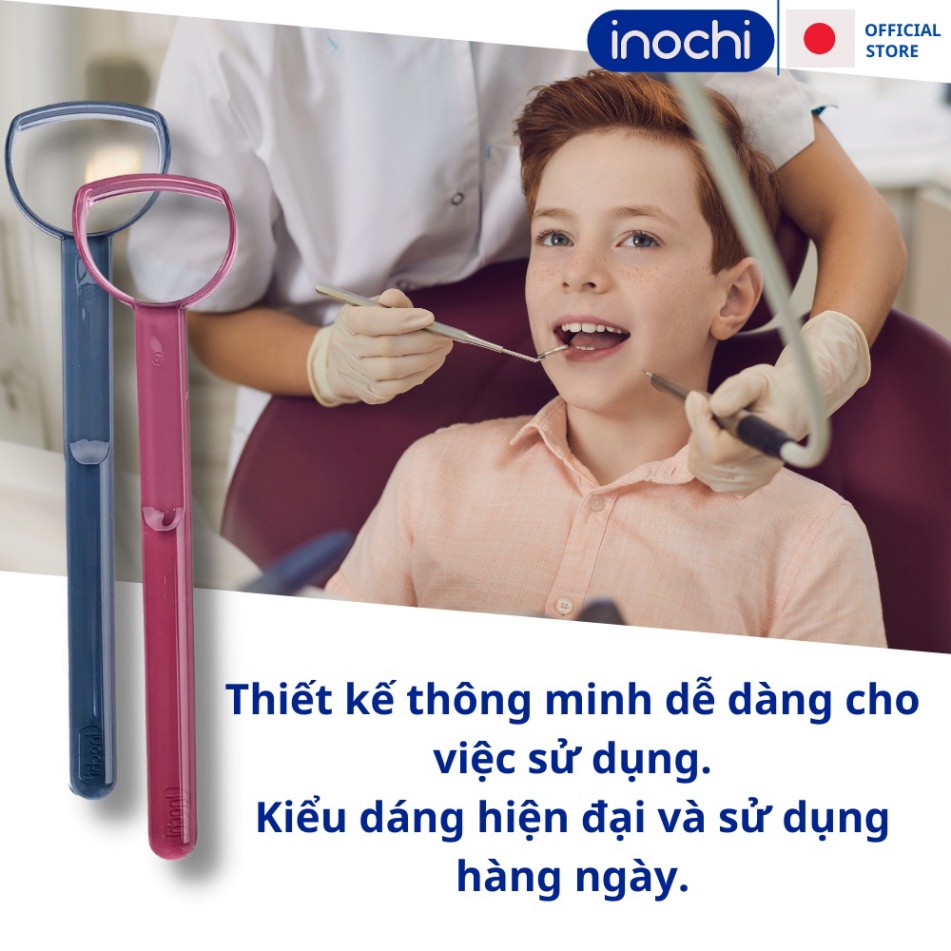 Combo 3c Cạo lưỡi Dụng cụ vệ sinh lưỡi Okina Inochi - vuông/tròn/tam giác cao cấp loại bỏ hôi miệng
