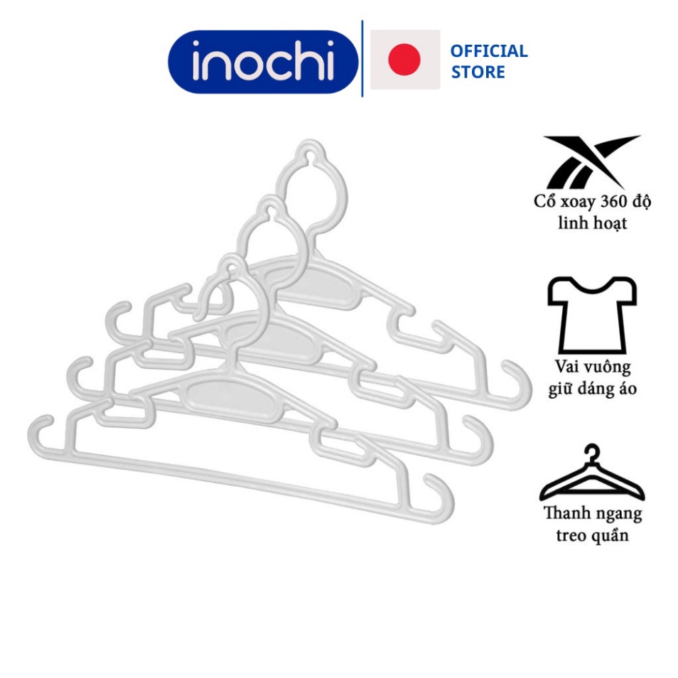 Móc Treo quần áo trẻ em / Hara 185 INOCHI set 10c - giúp quần áo gọn gàng ngăn nắp, an toàn cho bé