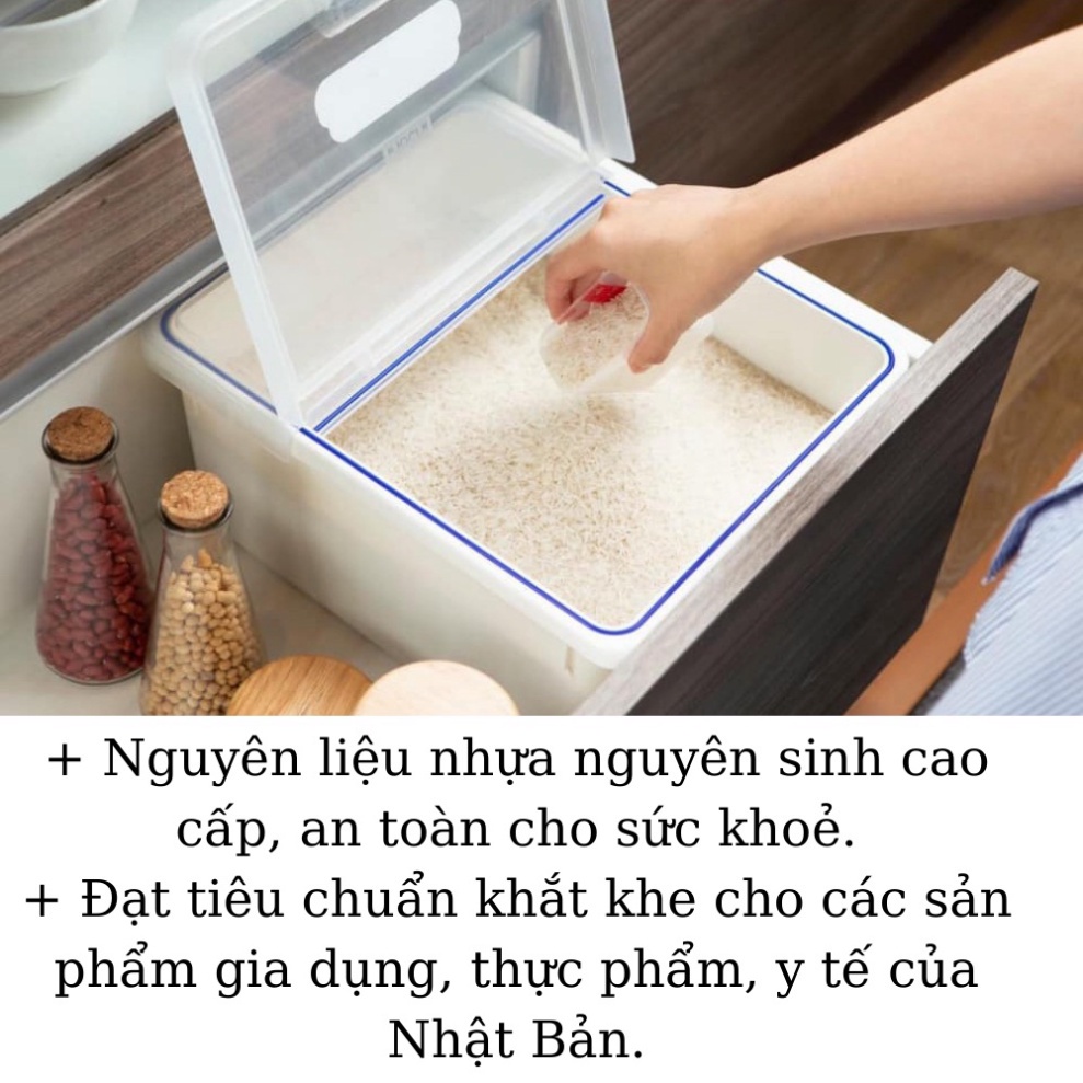 Thùng đựng gạo Sendai Inochi 12 KG CAO CẤP Nắp Nhựa Kháng Khuẩn Chống Ẩm cao cấp, an toàn