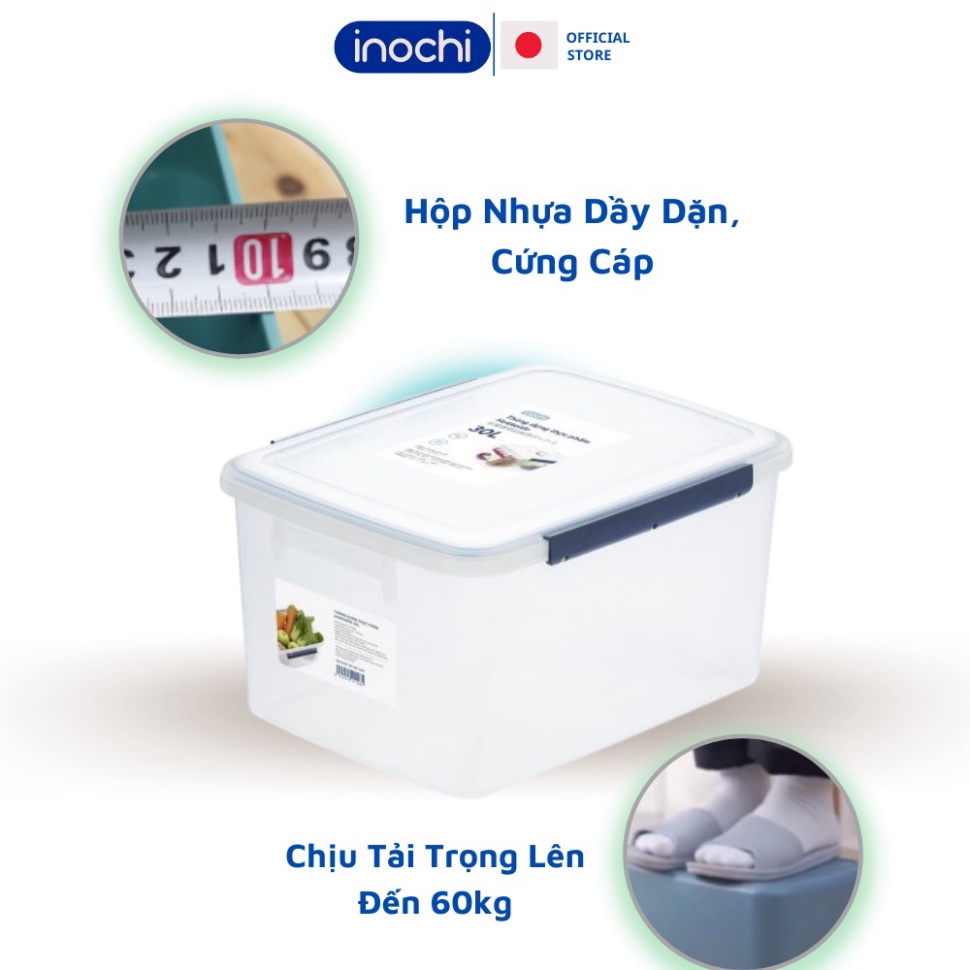 Thùng nhựa trong suốt có nắp Hokkaido Inochi đựng đồ, thực phẩm các loại đồ khô để tủ lạnh
