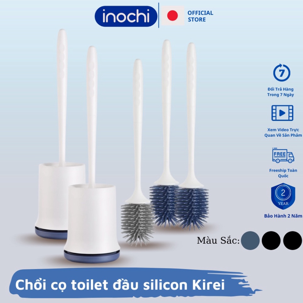 Chổi cọ nhà vệ sinh bồn cầu toilet SILICONE Inochi Kirei thông minh chà nhà tắm tiện dụng