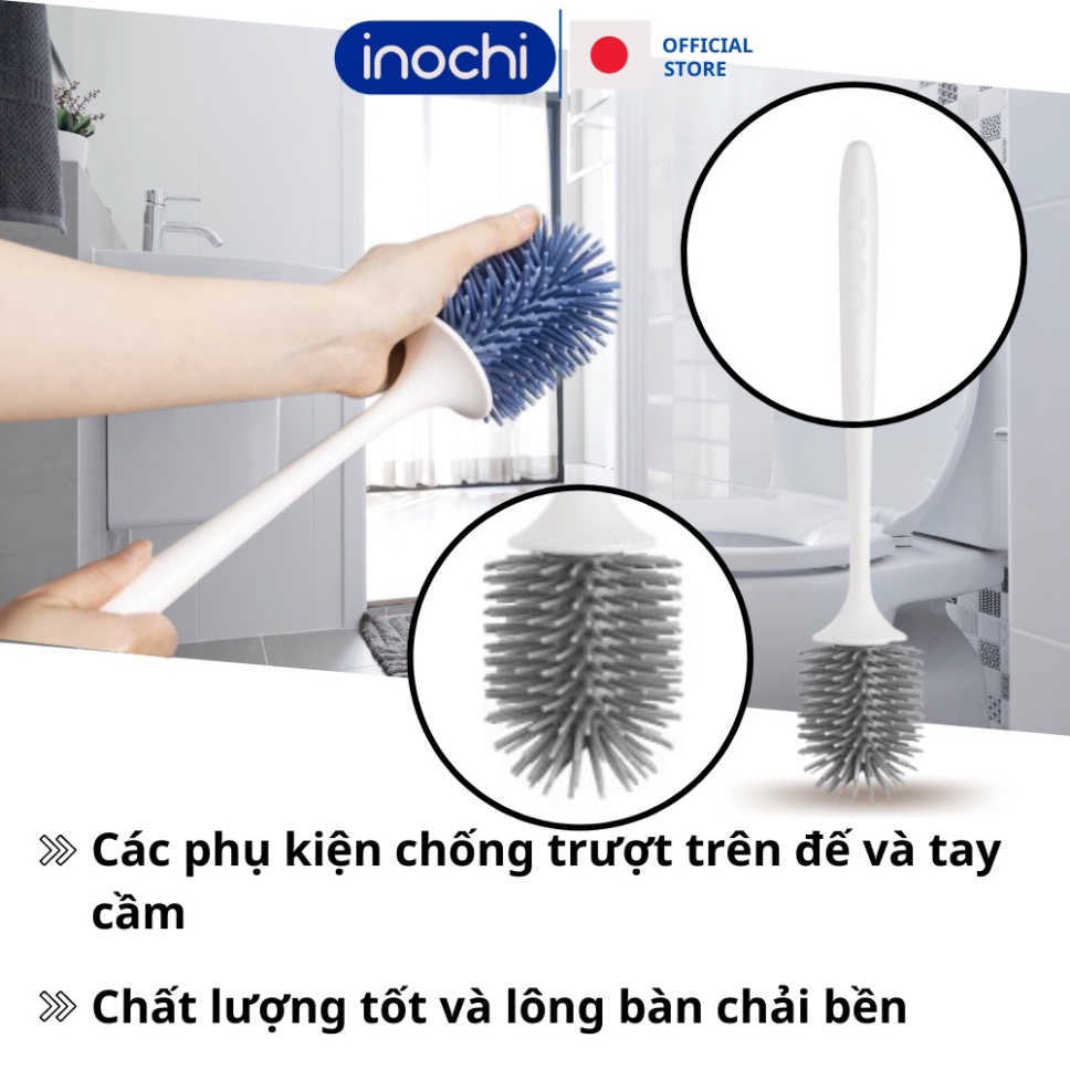 Chổi cọ nhà vệ sinh bồn cầu toilet SILICONE Inochi Kirei thông minh chà nhà tắm tiện dụng