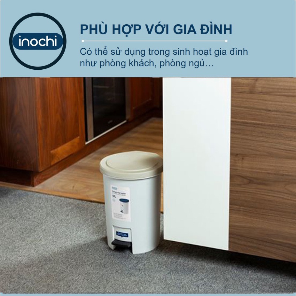 Thùng rác nhựa nắp tròn đạp chân Inochi có lõi Nắp thông minh, tiện dụng 6L/12L